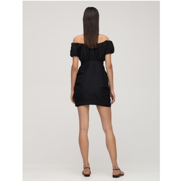 Revolve Superdown Off The Shoulder Black Cotton Mini Dress Size Small - Picture 3 of 10